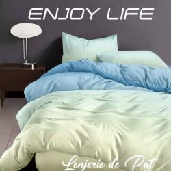 Ralex Pucioasa Lenjerie pat Finet Enjoy Life 4 piese, cearșaf pat 240x260 cm, pilotă 200x230 cm, 2 fețe perne 50x70 cm, Verde-Bleu (400.147-95669) Lenjerie de pat