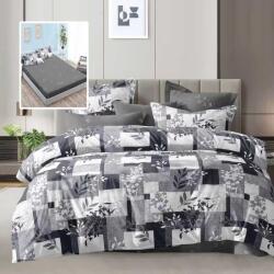 Ralex Pucioasa Lenjerie pat dublu Economy 6 piese, cearsaf pat cu husa 180x200 cm si pilota 200x230 cm, 2 fete perne 50x70 si 2 fete perna 70x70, Frunze Gri E (400.155-ECNH30) Lenjerie de pat