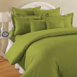 HomePuls Lenjerie de pat dublu king size 6 piese Damasc Policoton dunga 1 cm, cearsaf pat 230x260 cm, cearsaf pilota 200x230 cm, fete perne 50x70 cm si (200.09-verde-olive) Lenjerie de pat