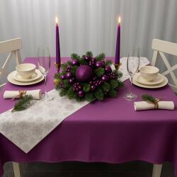 Ralex Pucioasa Set Față de Masă Rotundă și Napron cu Motive Festive, 180 cm, Mov (500.145-100108) Fata de masa