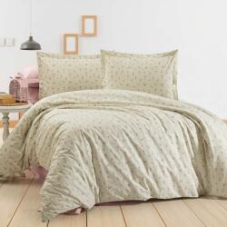 Ralex Pucioasa Lenjerie pat Ranforce Cotton Pro Bumbac 100%, King Size cu husa, 4 piese Flori Crem/Roz RCP18 Ralex Pucioasa (400.162-103335) Lenjerie de pat