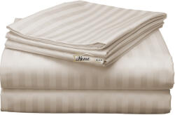HomePuls Cearsaf de pat o persoana Damasc Policoton dunga 1 cm, 160 x 230 cm, Bej Cappuccino (CPF.132-bej-cappuccino)