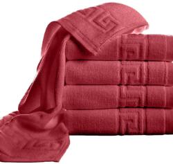 Ralex Pucioasa Pachet 5 prosoape baie 70x140 cm Bumbac 100%, Greek Border 500 grame/mp, Rosu Deschis (100.279-5-rosu-deschis) Prosop