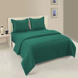 HomePuls Lenjerie cu elastic la cearșaf pat Damasc Policoton dunga 1 cm, pentru saltea 180x200 cm, cearșaf pilotă 200x230 cm, 2 fețe pernă 50x70 cm Verd (200.06-verde) Lenjerie de pat