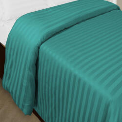 HomePuls Cearsaf de pilota pat dublu Damasc Policoton dunga 1 cm, 160 x 220 cm, Turcoaz (400.60-turcoaz)