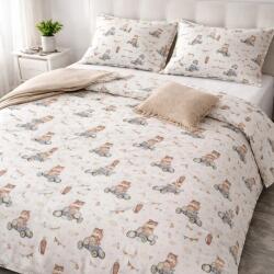 Ralex Pucioasa Lenjerie pat Ranforce Cotton Pro Bumbac 100%, King Size cu husa, 6 piese Imprimeu animalute Alb/Bej RCP72 Ralex Pucioasa (400.164-107186) Lenjerie de pat