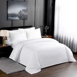 HomePuls Lenjerie pat Percale Bumbac 100%, 3 piese, cearșaf pat 160x240 cm, pilotă 150x220 cm, 1 față pernă 50x70 cm, Alb (300.126) Lenjerie de pat