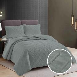 Ralex Pucioasa Cuvertura matlasata pat UNI 230x250 cm cu 2 fete perne 50x70 cm, model romb, Gri Warm Pucioasa (300.291-warm)
