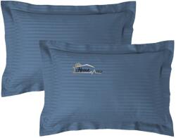 HomePuls Set 2 fete de perna Damasc policoton dunga 1 cm, 50 x 70 cm si tiv cu bordura 3, 5 cm, Bleu (200.01-bleu) Lenjerie de pat