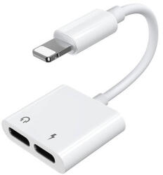 JOYROOM Adaptor pentru căști mini jack de 3, 5 mm audio și încărcare Joyroom Lightning - Lightning / alb (6956116718978)