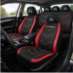 AutoHelix MSA Set Huse Scaune Universale HLX6 Compatibile cu Citroen - Negru/Rosu (GROSUS4)