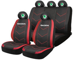AutoHelix MSA Set Huse Scaune Universale HLX6 Compatibile cu Skoda - Negru/Rosu (GROSUS16)