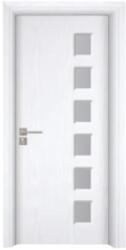Novo Doors Usa Interior din MDF Novo Doors ND319, Cadru din Lemn Masiv, Geam Sablat, KIT COMPLET, Toc , Manere si balamale incluse (Culoare: Gri, Dimensiune: 60 cm, Maner: Patrat argintiu crom, Toc: Fix) (ND319G