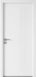 Novo Doors Usa Interior din MDF Novo Doors ND19 LUX PREMIUM, Cadru din Lemn Masiv, KIT COMPLET, Toc Reglabil de 10 CM INCLUS, Plinta pe Ambele Parti (Culoare: Alb mat, Dimensiune: 80 cm, Maner: Patrat argintiu c