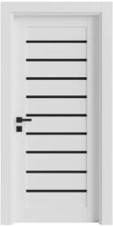 Novo Doors Usa Interior din MDF Novo Doors NDM03 LUX PREMIUM, Cadru din Lemn Masiv, Insertii imitatie sticla, KIT COMPLET, Toc Reglabil de 10 CM INCLUS, Plinta pe Ambele Parti (Culoare: Alb mat, Dimensiune: 80 c