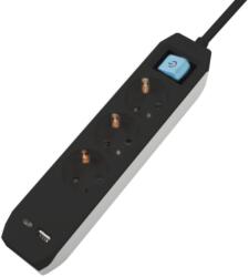 Spacer 3 Plug + 2 USB 1,8 m Switch (PP-3-18B-TC-USB)