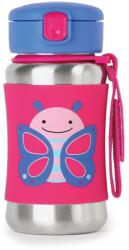 Skip Hop Zoo Straw Bottle sticlă inoxidabilă pentru apă cu pai Butterfly 12 m+ 1 buc