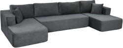 HOMCOM Canapea modulară în U 4 locuri, 2 meridiene, canapea 2 locuri, 6 perne, fără montaj, 369 x 152 x 78 cm, gri | Aosom Romania (83B-968V01GY) Canapea