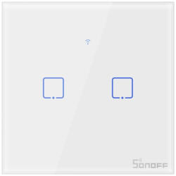 SONOFF intrerupator inteligent cu touch sonoff t2 eu tx, wireless + rf 433, 2 canale, compatibil ios/android, amazon alexa/google assis (6920075742015)