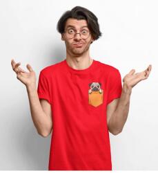 D&B Férfi/Unisex Póló PO00028 Pug Pocket Piros-Méret XL (PO00028PugPocketRedXL)