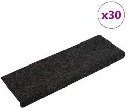 vidaXL öntapadós lépcsőszőnyeg, 30 db, fekete, 65x21x4 cm, 3 kg 3365693 (3365693)