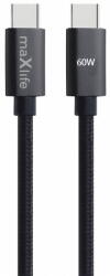 Maxlife Cablu Date si Incarcare Maxlife USB-C - USB-C MXUC-12 60W 1m Negru