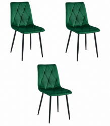  Valora Tyra szék sötétzöld bársony / fekete lábak x 3
