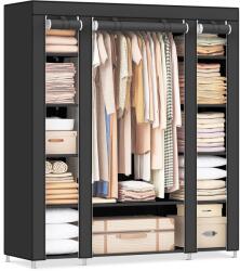 SONGMICS wardrobe, fabric cabinet, with clothes rail and shelves, fabric cover, for bedroom, dressing room, 150 x 45 x 175 cm, black LSF03H (B00BHC6O5U)