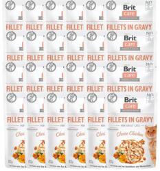 Brit Care Fillets in Gravy Mix ízek 48 x 85 g csirke, pulyka és lazac filé szószban macskáknak