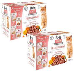 Brit Care Fillets in Gravy Cat 24 x 85 g lazac és pulyka, lazac, kacsa és csirke szószban macskák számára