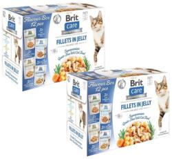 Brit Care Fillets in Jelly Cat 24x85g pulyka és garnéla, pisztráng és tőkehal, csirke sajttal és tonhal zselében macskáknak