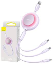 Baseus Cablu USB 3-in-1 Baseus Bright Mirror 2, micro USB / Lightning / USB-C, plat, 3.5A, 1.1m (violet)