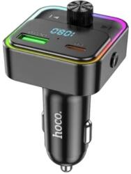 hoco. E81 Fekete USB A + USB C QC3.0 PD 30W Autós Töltő FM Transmitterel