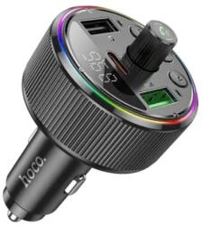 hoco. E82 Fekete Bluetooth Autós FM Transmitter 2 x USB A + USB C QC3.0 PD 30W
