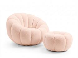  Scaun de design rotativ BLOOM cu taburet, roz deschis