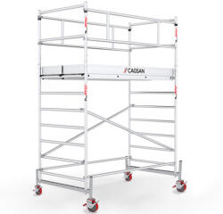 CAGSAN Protube Gurulóállvány (SMSZ180D) Profi kategória, Alaptartóval, Dupla járólappal, Munkamagasság 4, 4m (CAG-SH180D4)