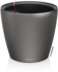 Lechuza CLASSICO Premium Kivehető Be Ővel Charcoal Metallic LS műanyag növénytartó 35 cm