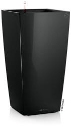 Lechuza CUBICO Premium 30 cm műanyag növénytartó kivehető belsővel black high gloss