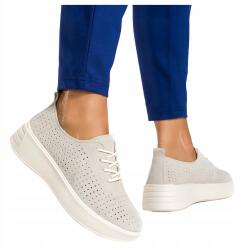 Sergio Leone Női Félcipő Bézs Platformos Sneakers Sportcipő Áttört R 39 (7080350000397)