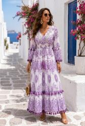 SHOPIKA Rochie lunga inspirata de ceramica siciliana si farmecul Mediteranei, mov XS
