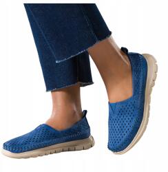 Sergio Leone Félcipő Kék Női Slip On Bőr talpbetét Áttört platform r 36 (7115610000364)