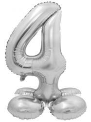 GoDan Ezüst 4-es Silver szám fólia lufi talppal 72 cm MLG145915 (MLG145915)
