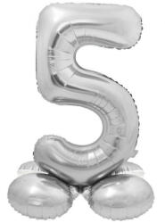 GoDan Ezüst 5-ös Silver szám fólia lufi talppal 72 cm MLG145908 (MLG145908)