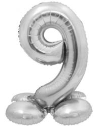 GoDan Ezüst 9-es Silver szám fólia lufi talppal 72 cm MLG145953 (MLG145953)