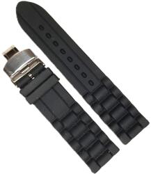  Curea Silicon Neagră Quick Release 22mm - Închidere Deployant - Lungime M 12.5+7.5 cm (WZ5609)