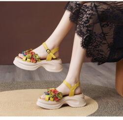 PASS Collection Sandale dama din piele naturala, PASS Collection 3OLY80012 08, galben