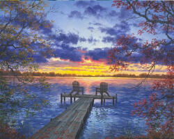 Figured Art Set pictura pe numere, cu sasiu, Ponton la apus de soare, 40x50 cm (FA10020-Y)