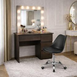 Artool Masa de toaleta/machiaj, Irina, wenge + scaun Alba, negru, cu oglinda si LED-uri, 94x43x141 cm (146661)