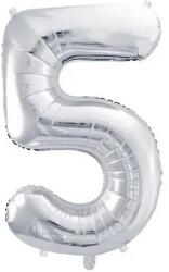 Party Deco Фолиев Балон Цифра, Сребро - 86см - 5 (fb1m-5-018)