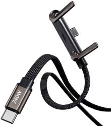Prestige Charge Cablu USB-C la USB-C cu suport telefon pliabil integrat, cot 90°, PRESTIGE CHARGE, 240W PD 3.1, SuperFastCharge 2.0, iPhone 15-17 Pro & ProMax, Samsun